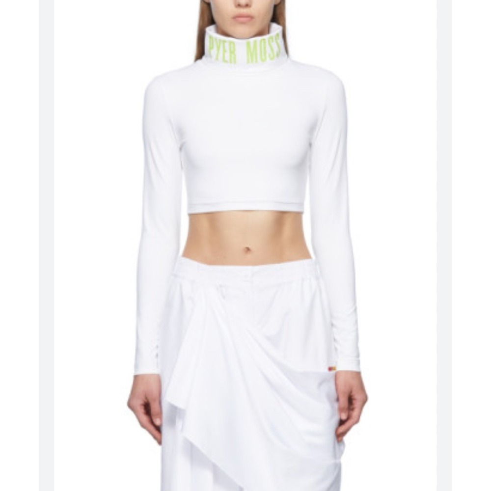 Reebok by Pyer Moss White Crop Top Turtleneck Long Sleeve Womens Size S NWT